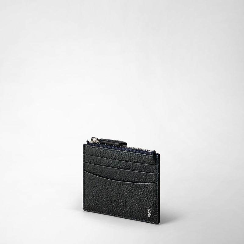 Serapian Zip card case in cachemire leather navy blue Promozione