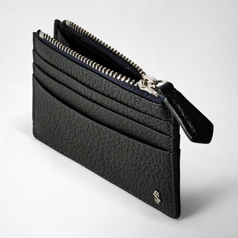 Serapian Zip card case in cachemire leather navy blue Promozione