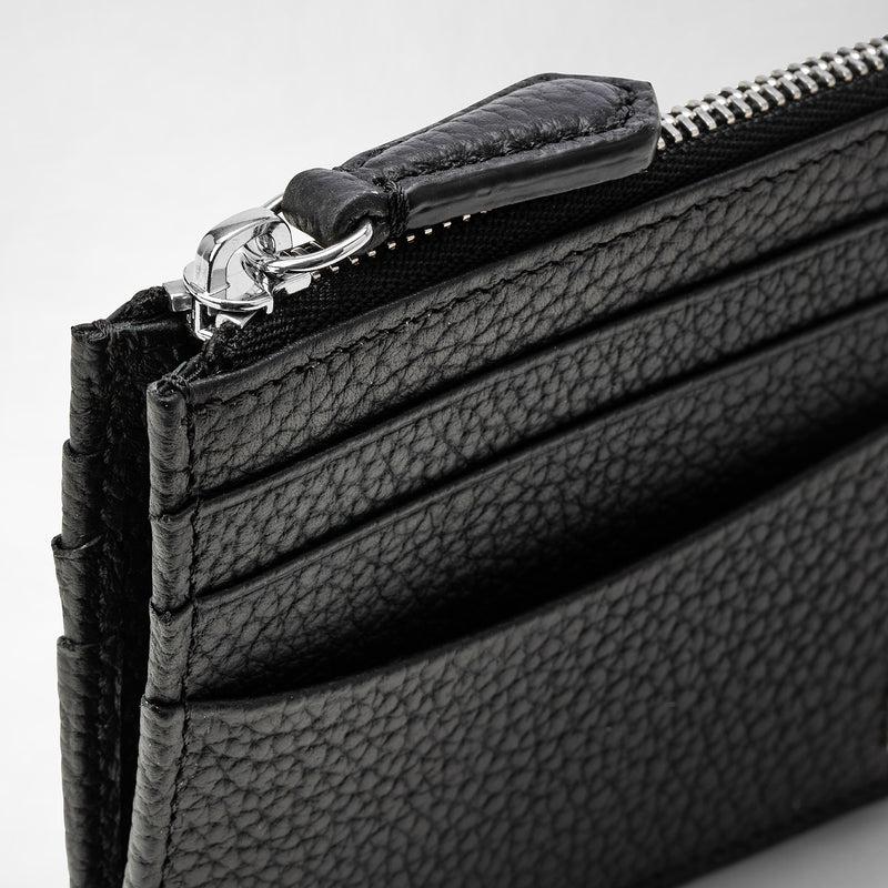 Serapian Zip card case in cachemire leather black Spedizione Gratuita