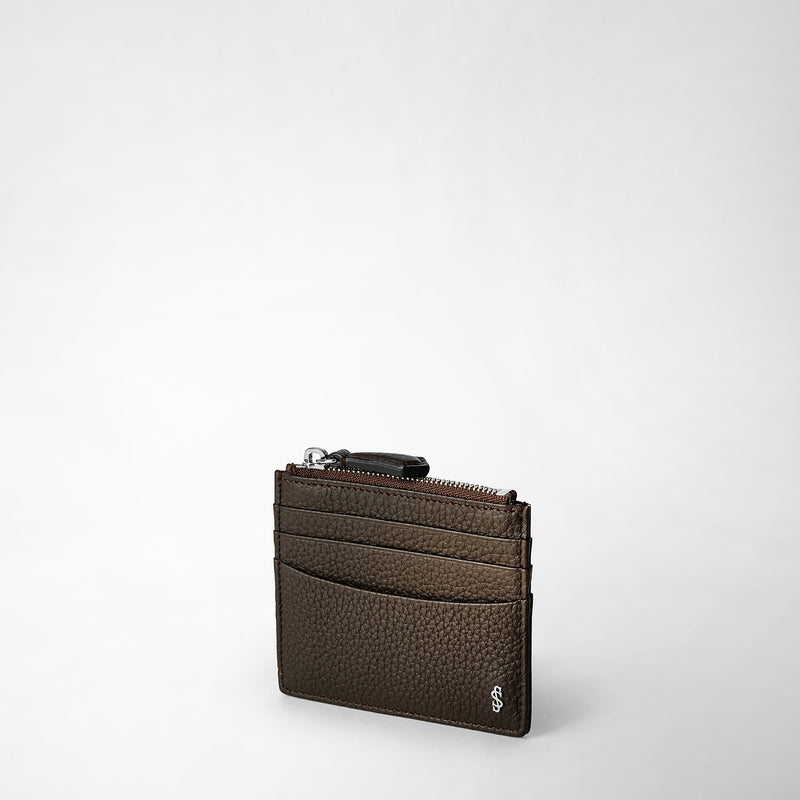Serapian Zip card case in cachemire leather espresso Soddisfazione Garantita