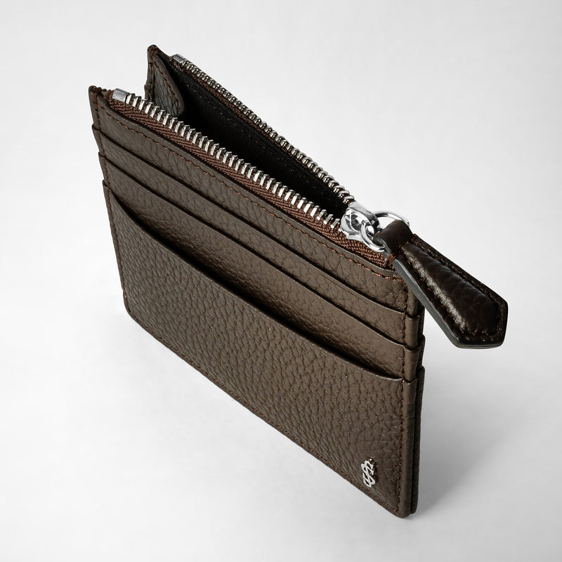 Serapian Zip card case in cachemire leather espresso Soddisfazione Garantita