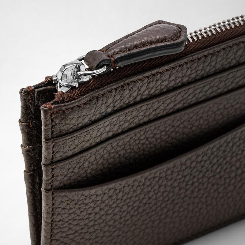 Serapian Zip card case in cachemire leather espresso Soddisfazione Garantita