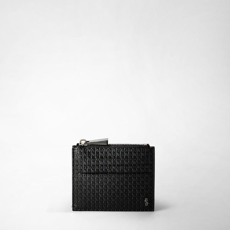 Serapian Zip card case in stepan black-black eclipse