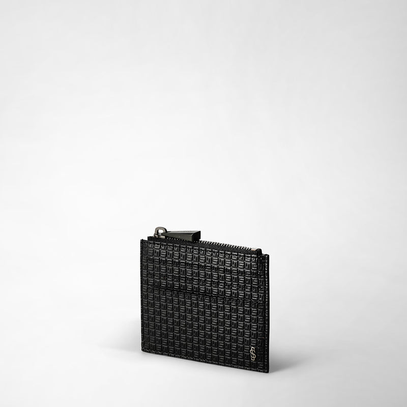 Serapian Zip card case in stepan black-black eclipse Qualità Garantita