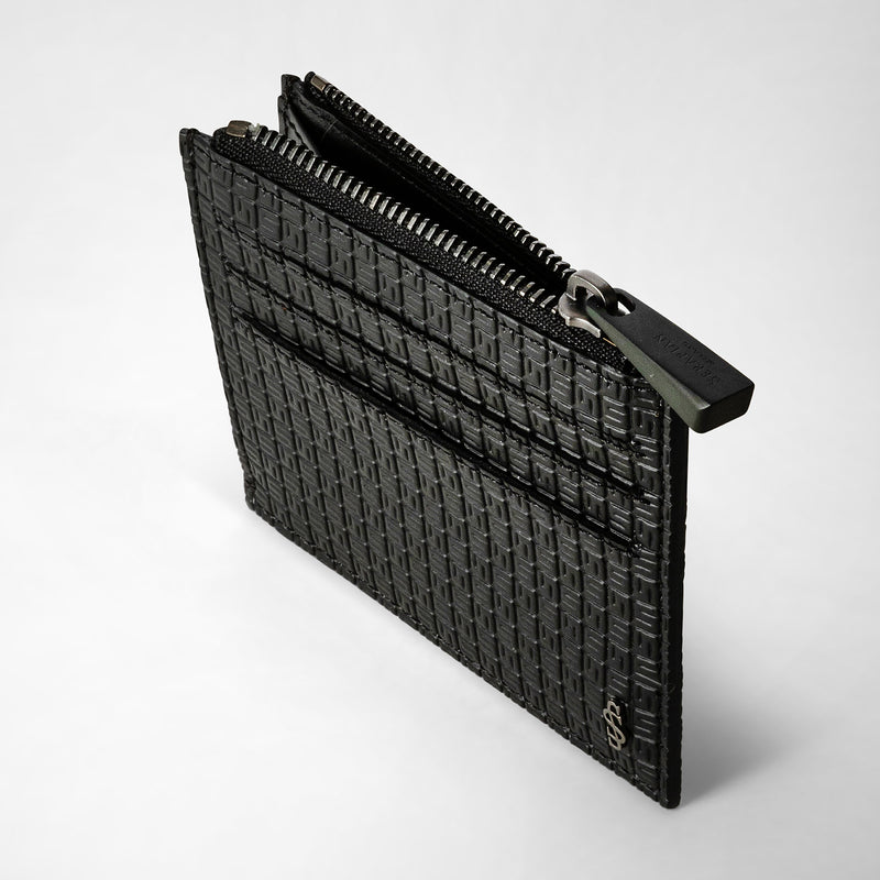 Serapian Zip card case in stepan black-black eclipse Qualità Garantita