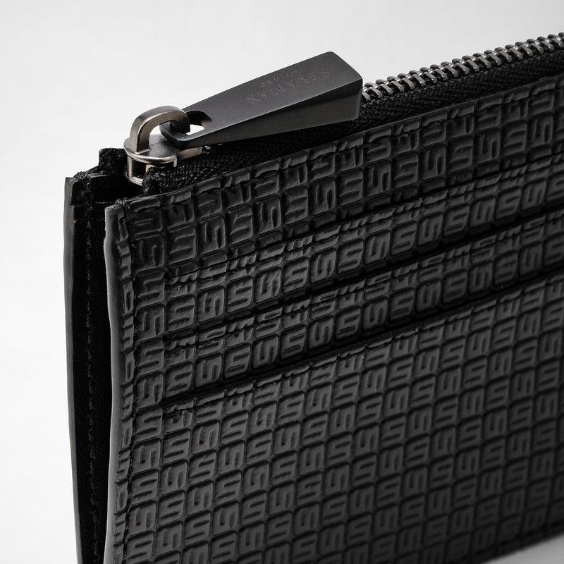 Serapian Zip card case in stepan black-black eclipse Qualità Garantita