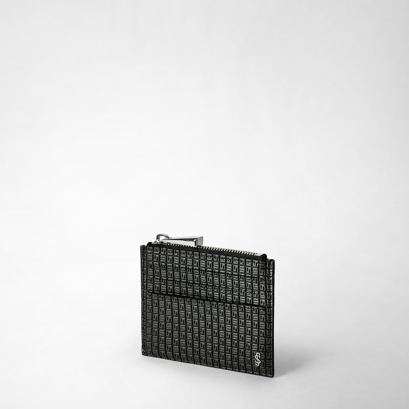 Serapian Zip card case in stepan asphalt black Negozi Online