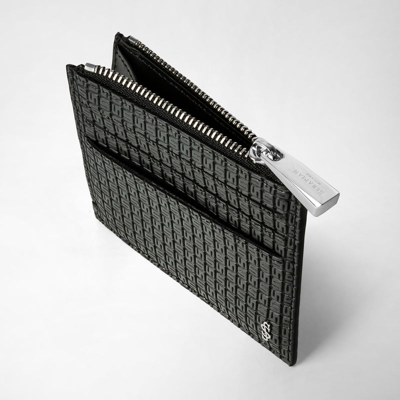 Serapian Zip card case in stepan asphalt black Negozi Online