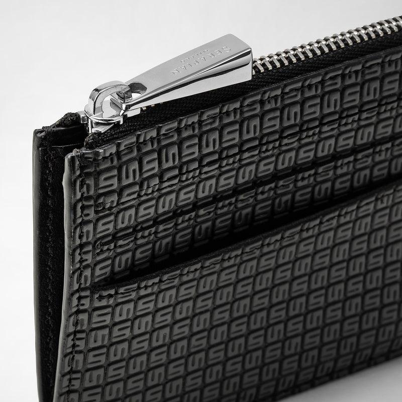 Serapian Zip card case in stepan asphalt black Negozi Online