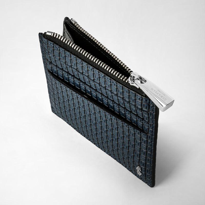 Serapian Zip card case in stepan ocean blue and black Acquista Ora