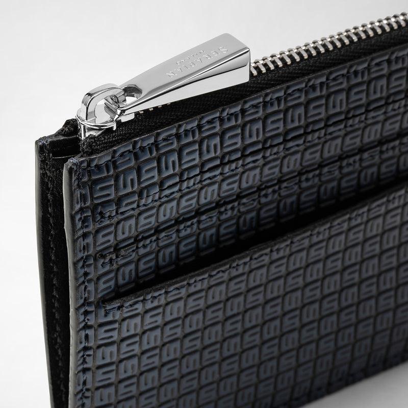 Serapian Zip card case in stepan ocean blue and black Acquista Ora
