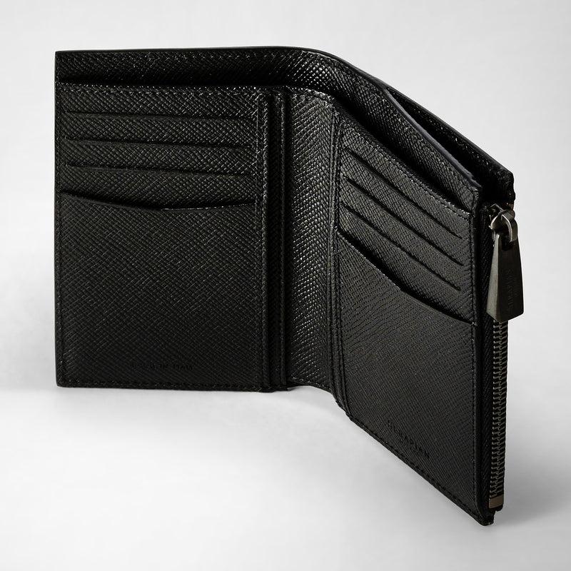Serapian Vertical billfold zip evoluzione leather black eclipse Sconto