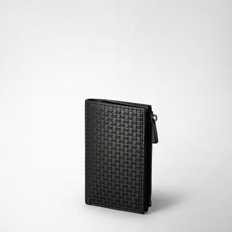 Serapian Vertical billfold with zip in stepan black black eclipse Offerta