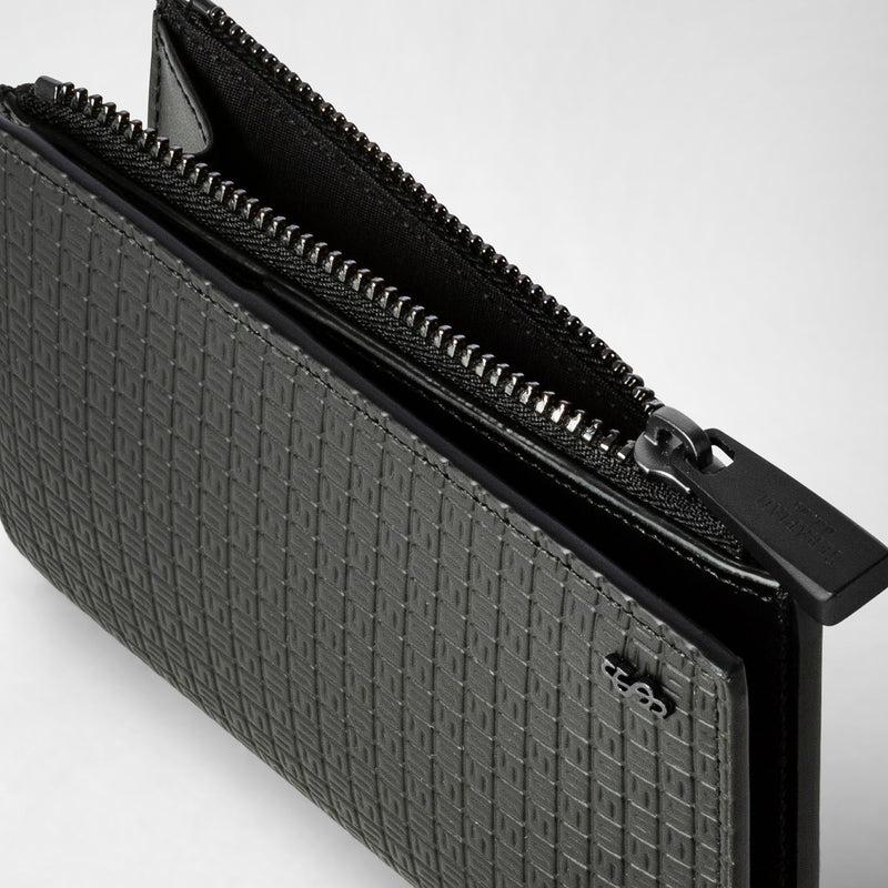 Serapian Vertical billfold with zip in stepan black black eclipse Offerta
