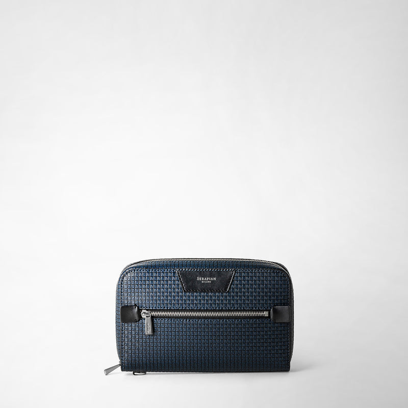Serapian Pochette in stepan blu oceano-nero Saldi Di Fabbrica