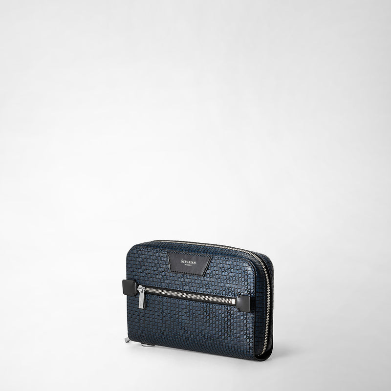 Serapian Pochette in stepan blu oceano-nero Saldi Di Fabbrica