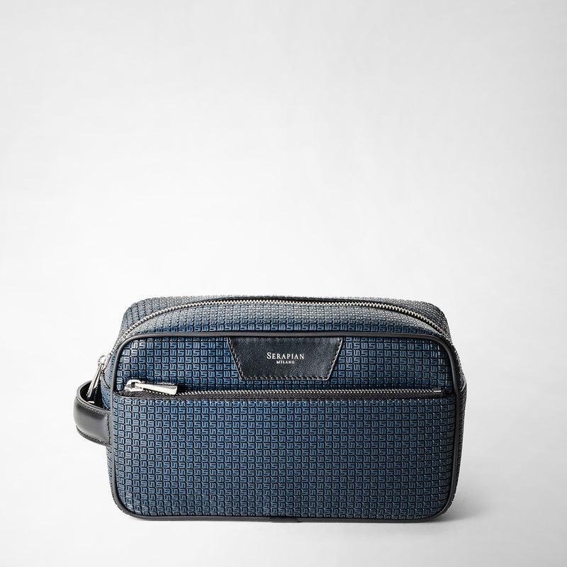 Serapian Trousse da bagno in stepan blu oceano-nero In Saldo