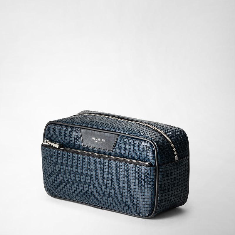 Serapian Trousse da bagno in stepan blu oceano-nero In Saldo