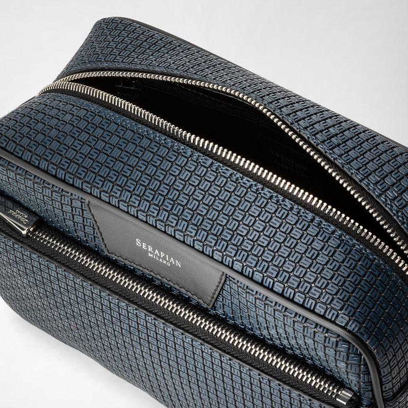 Serapian Trousse da bagno in stepan blu oceano-nero In Saldo