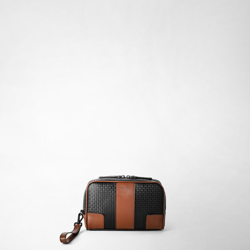 Serapian Pochette in stepan 72 nero-cuoio Italia