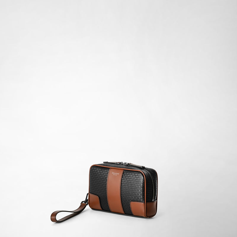 Serapian Pochette in stepan 72 nero-cuoio Italia
