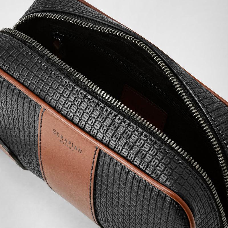 Serapian Pochette in stepan 72 nero-cuoio Italia