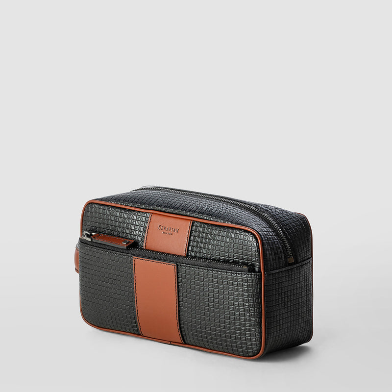 Serapian Washbag in stepan 72 black-cuoio ACQUISTA ORA