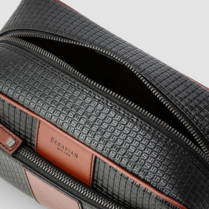 Serapian Washbag in stepan 72 black-cuoio ACQUISTA ORA