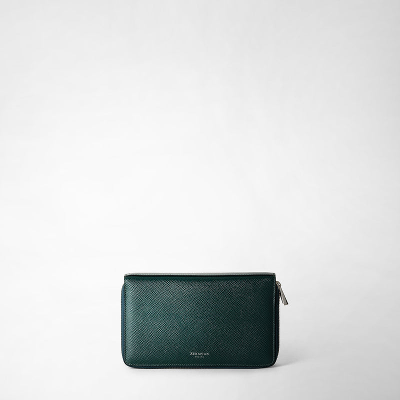 Serapian POCHETTE DA VIAGGIO CON ZIP DOPPIA IN PELLE EVOLUZIONE Ultimo giorno