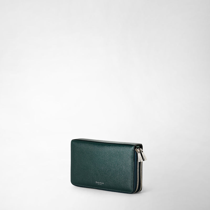 Serapian POCHETTE DA VIAGGIO CON ZIP DOPPIA IN PELLE EVOLUZIONE Ultimo giorno