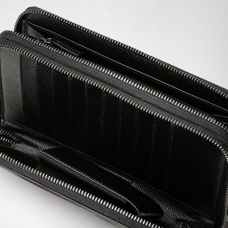 Serapian Pochette viaggio zip doppia pelle evoluzione nero Fino al 50% di sconto