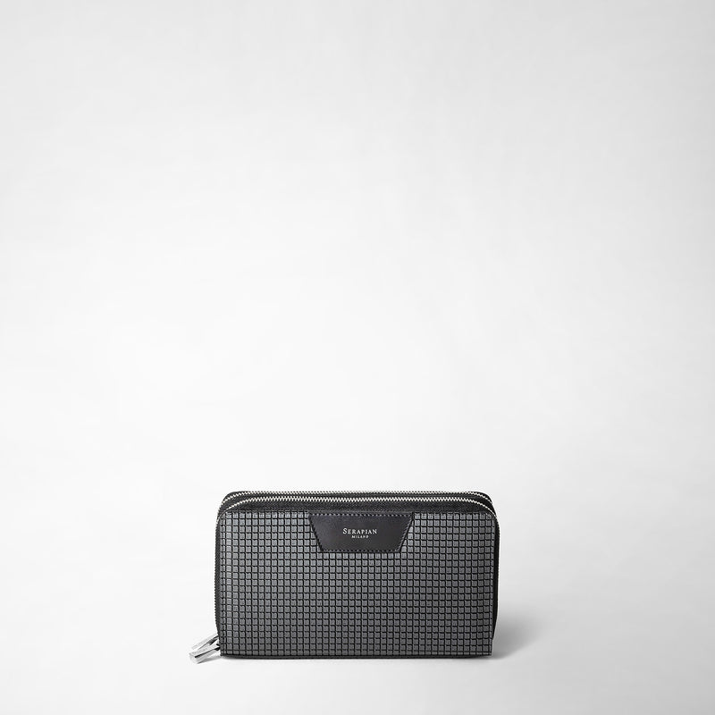 Serapian Pochette da viaggio zip doppia in stepan asfalto-nero Fino al 65% di sconto