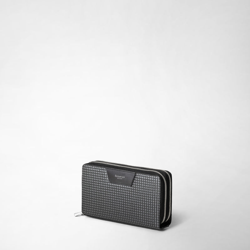 Serapian Pochette da viaggio zip doppia in stepan asfalto-nero Fino al 65% di sconto