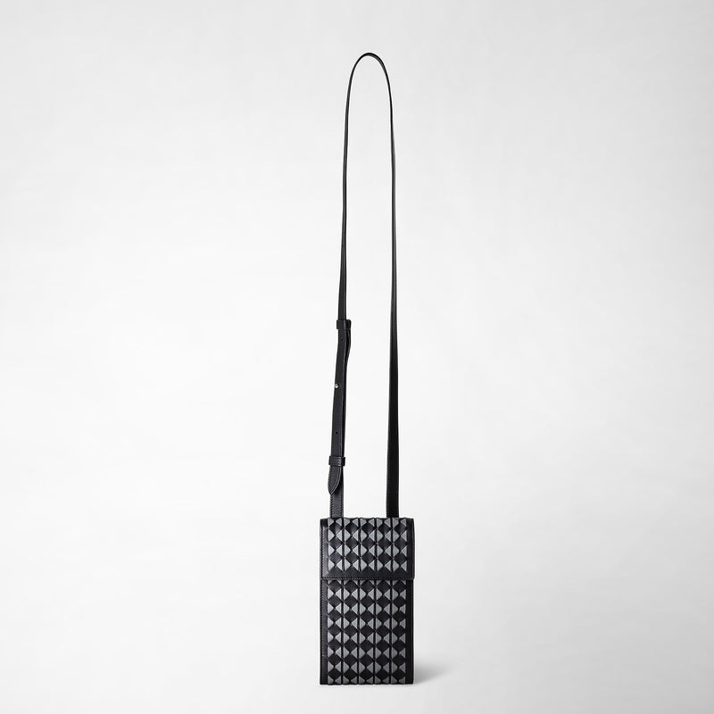 Serapian Phone case with strap in mosaico black asphalt gray Sostegno trimestrale