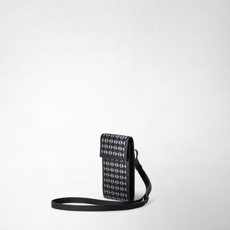 Serapian Phone case with strap in mosaico black asphalt gray Sostegno trimestrale