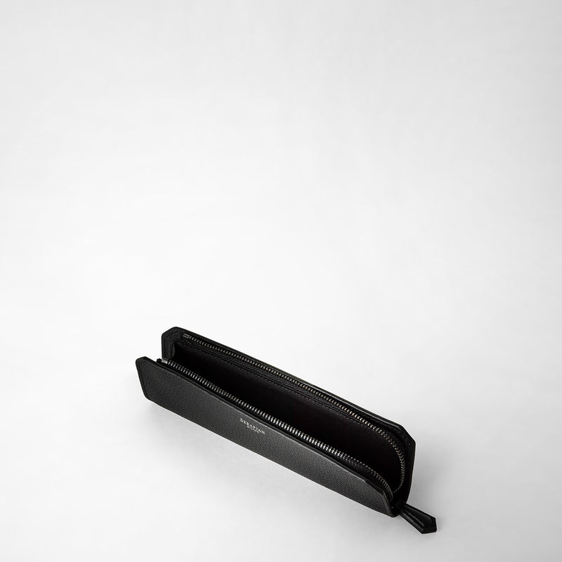 Serapian Pencil case in cachemire leather eclipse black Solo un giorno rimasto