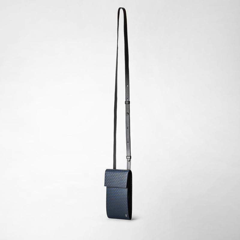 Serapian Custodia per telefono con tracolla in stepan blu oceano-nero 50% di sconto con spedizione gratuita