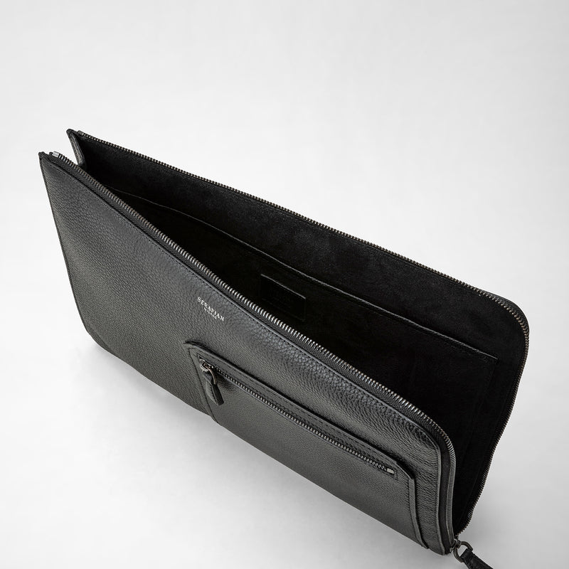 Serapian Custodia per laptop 14 in pelle cachemire Officina