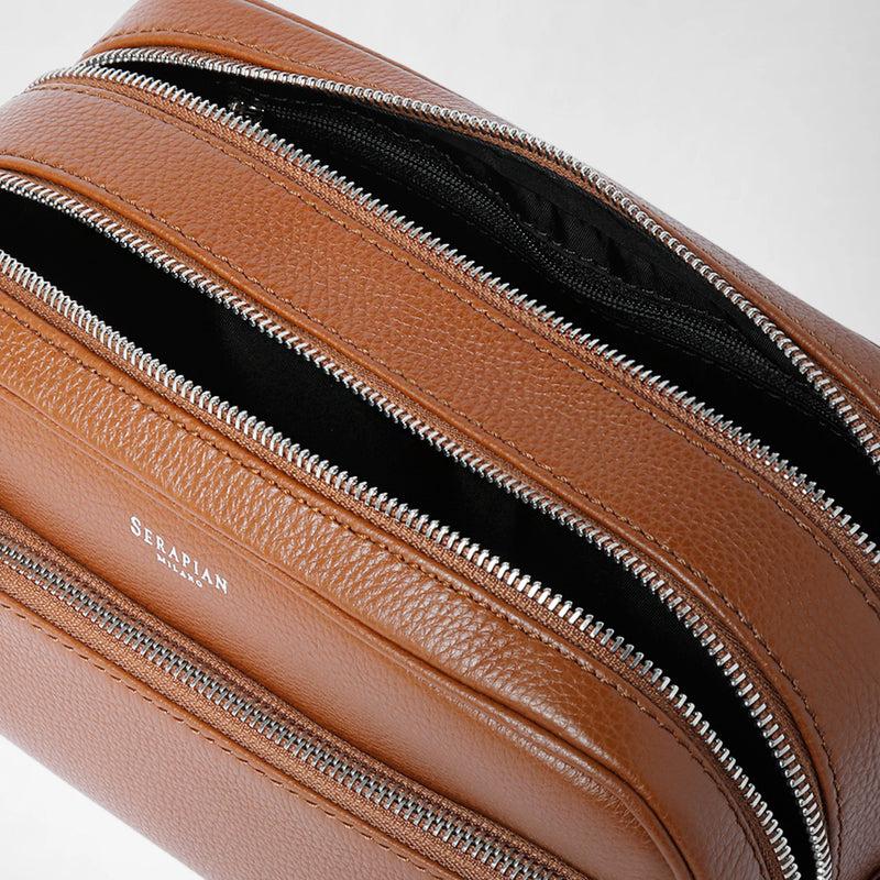 Serapian TROUSSE DA BAGNO CON DOPPIA ZIP IN PELLE CACHEMIRE Spedizione gratuita