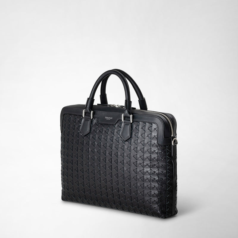 Serapian Extra slim briefcase in mosaico black Offerta migliore