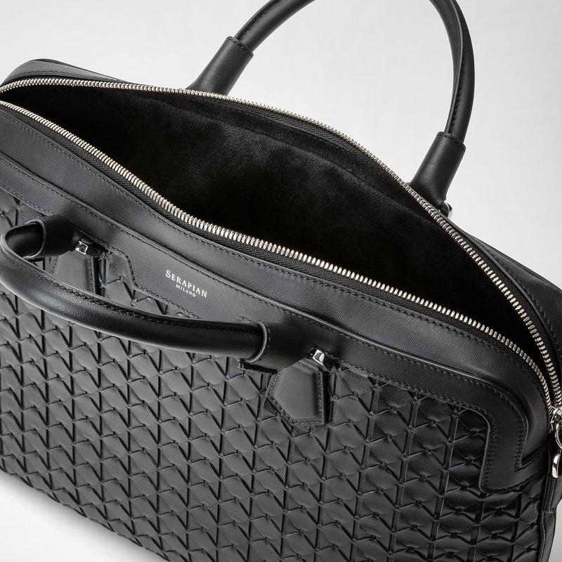 Serapian Extra slim briefcase in mosaico black Offerta migliore