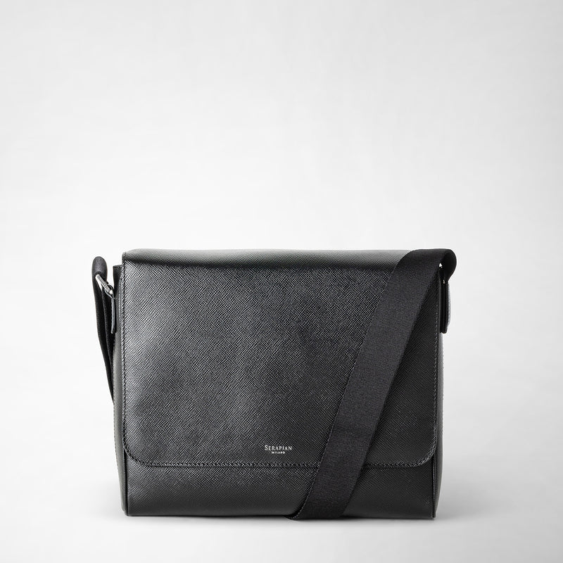Serapian Borsa messenger piccola in pelle evoluzione nero eclissi Online Outlet
