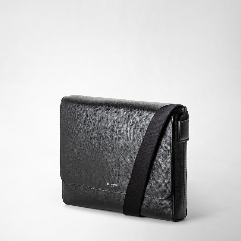 Serapian Borsa messenger piccola in pelle evoluzione nero eclissi Online Outlet