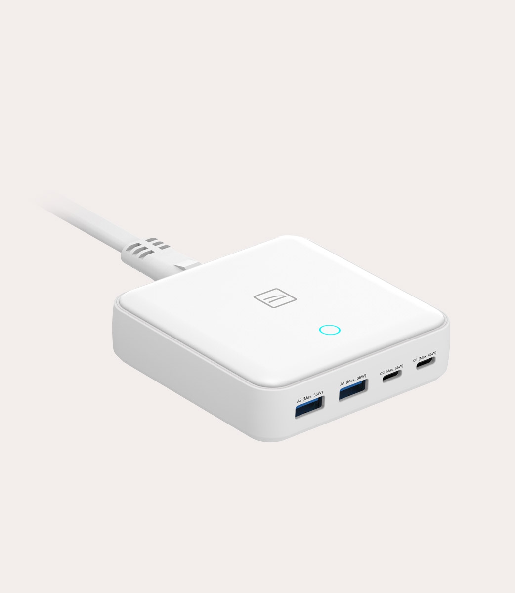 Tucano Cricabatteria 4 porte da scrivania da 65W USB-A/USB-C GaN con cavo da 1 5 mt e presa EU In Vendita