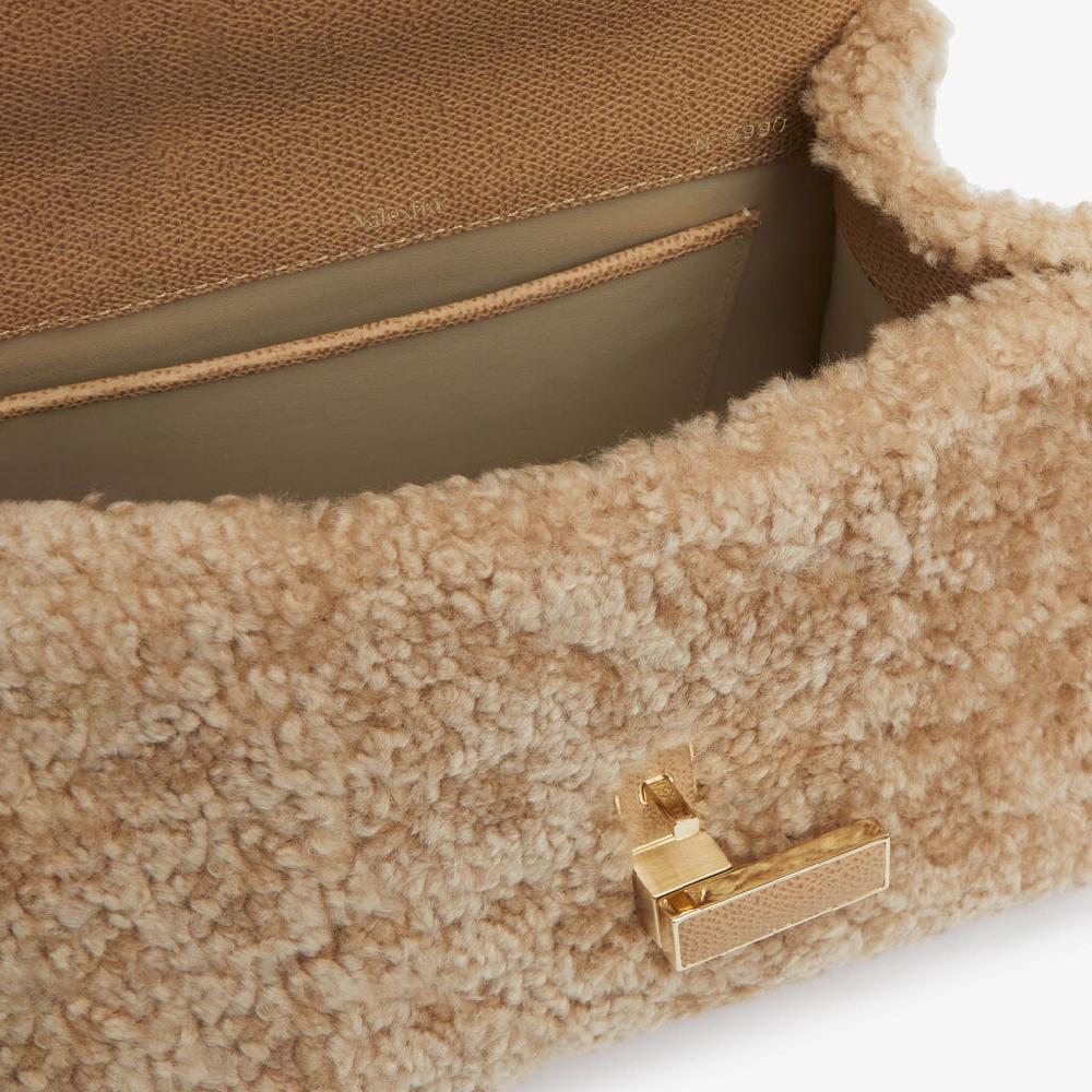 Valextra Borsa a mano da Donna di Lusso in Shearling Beige | Valextra Iside Prezzo Ridotto