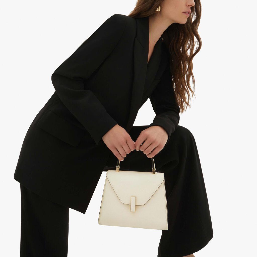 Valextra Iside: Borsa a mano Mini in Pelle Bianca | Valextra Online