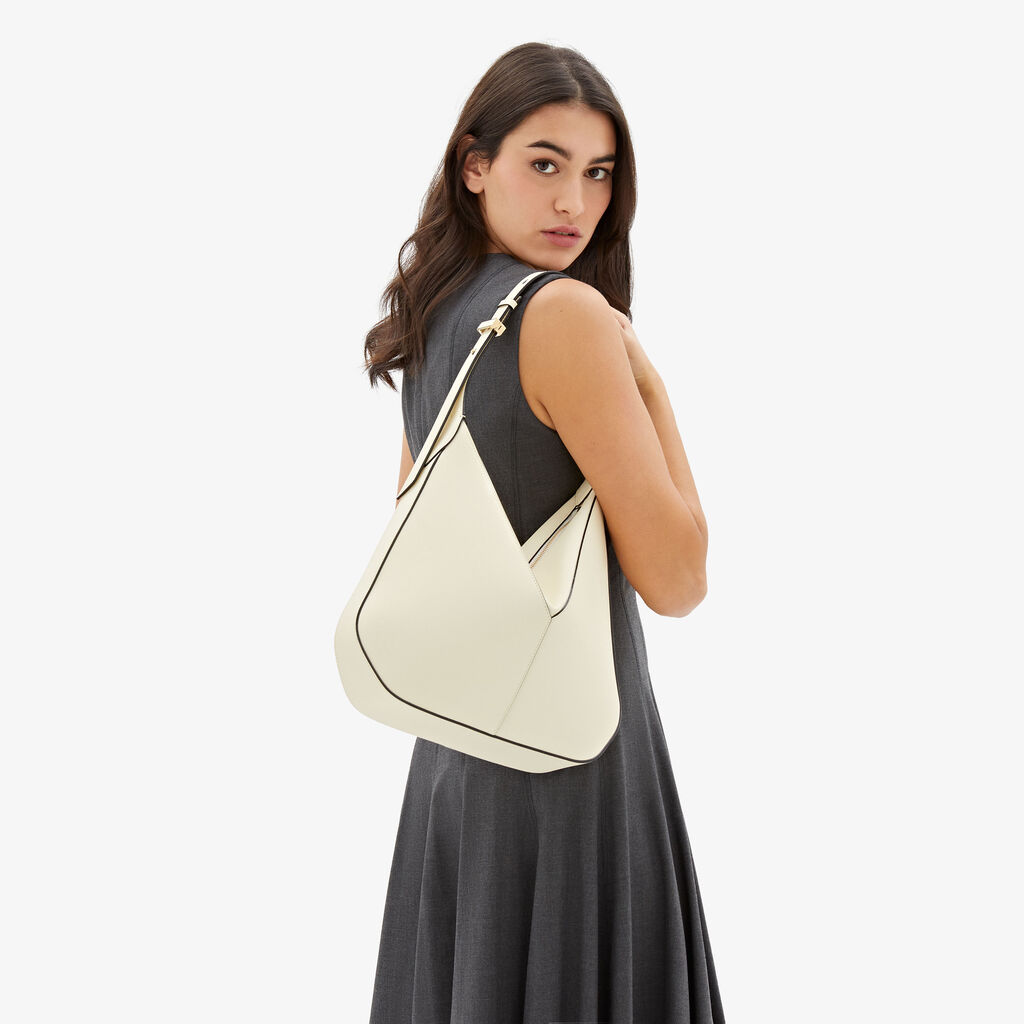 Valextra Borsa hobo da Donna di Lusso in pelle Bianca | Valextra Vivi Saldi
