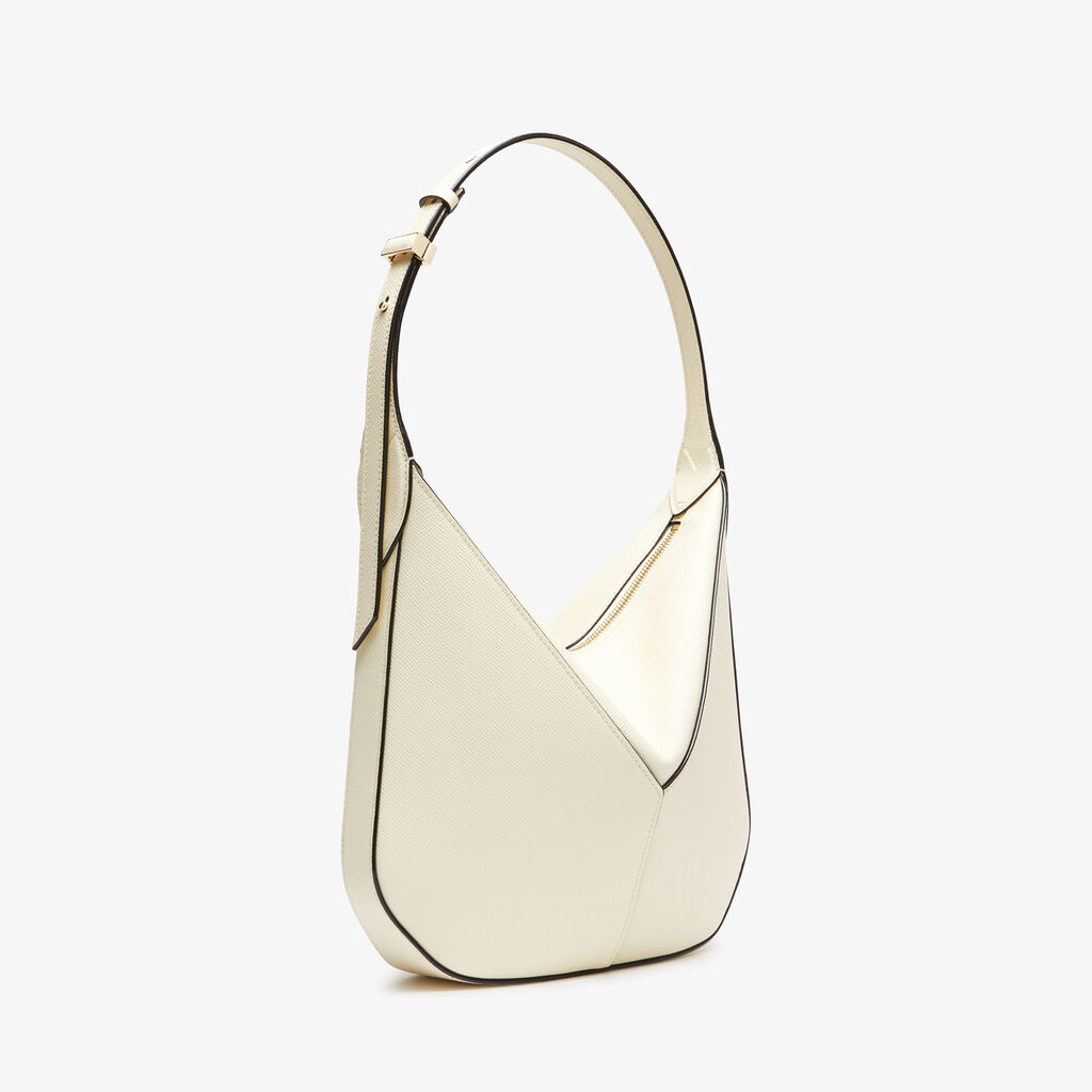 Valextra Borsa Hobo Vivi Mini | Pelle di vitello Millepunte Soft | Bianco Pergamena | Valextra Offerte
