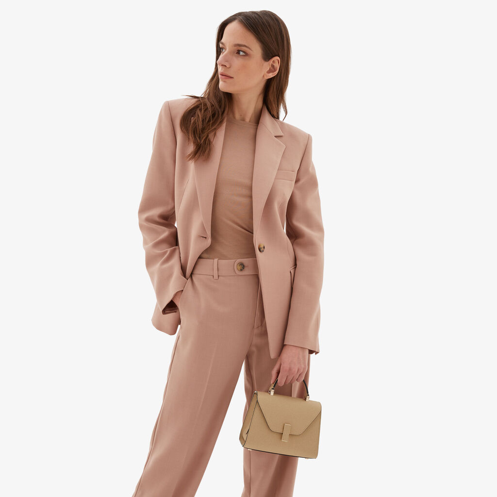 Valextra Borsetta in Pelle Beige con tracolla | Valextra Iside Negozio