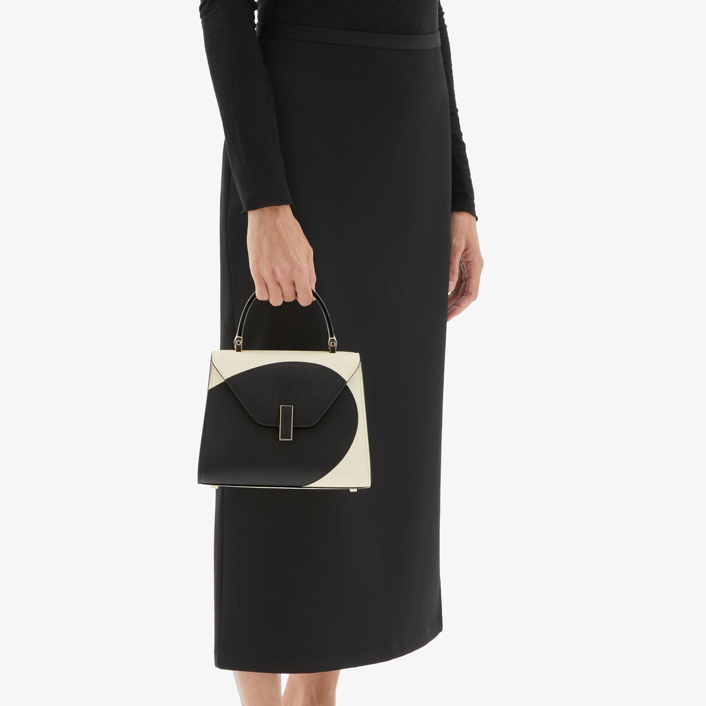 Valextra Borsa a mano da Donna Mini in Pelle Bianca e Nera | Valextra Iside Nuova